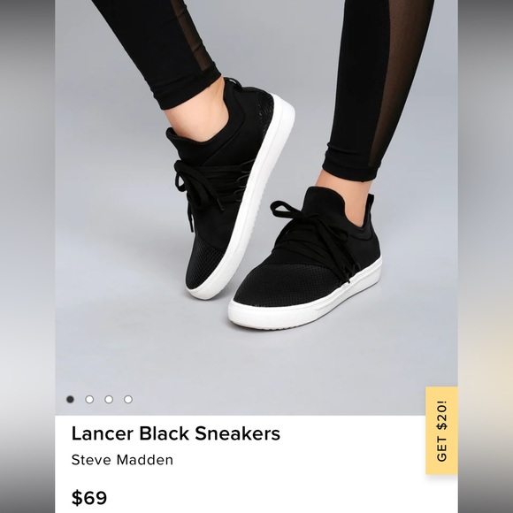 Steve Madden Size 9 Lancer Black Sneakers ~Black & White ~Runners Sneakers shoes - Picture 16 of 16